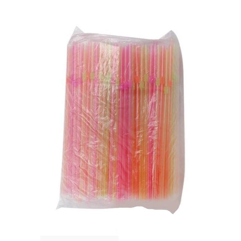 Трубочки для коктейля гофрированные d-5мм L-210 мм флюоресцентные цветные ПП., пакет