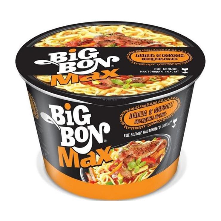 Лапша быстрого приготовления Big Bon Max говядина гриль с соусом 95 гр., стакан