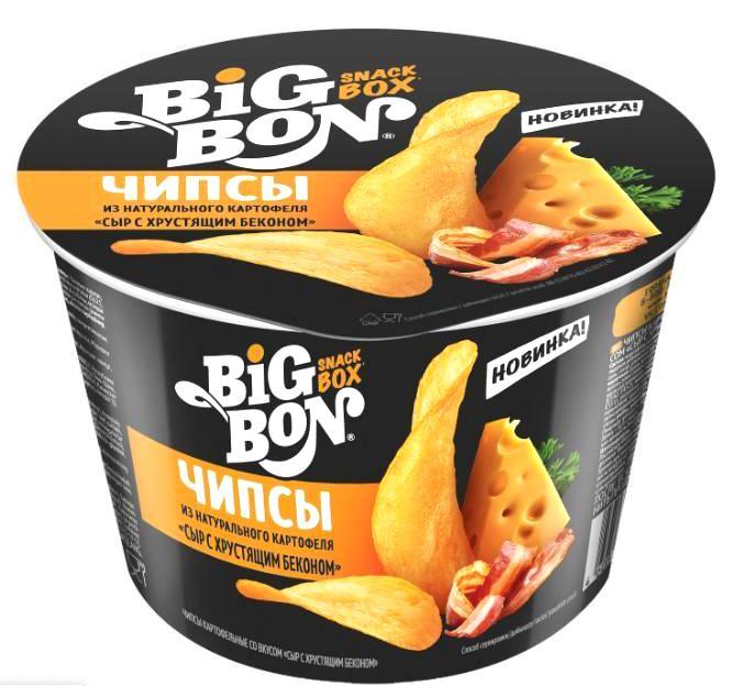 Чипсы Big Bon Snack Box Сыр с беконом 70 гр., картон