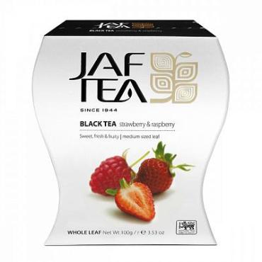 Чай, черный листовой с добавками Jaf Tea Strawberry & Raspberry, 100 гр., картон