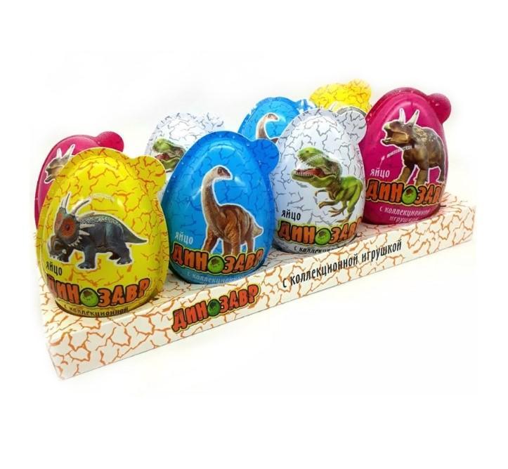 Шоколадное яйцо динозавры большое с коллекционной игрушкой 28 гр., пластик