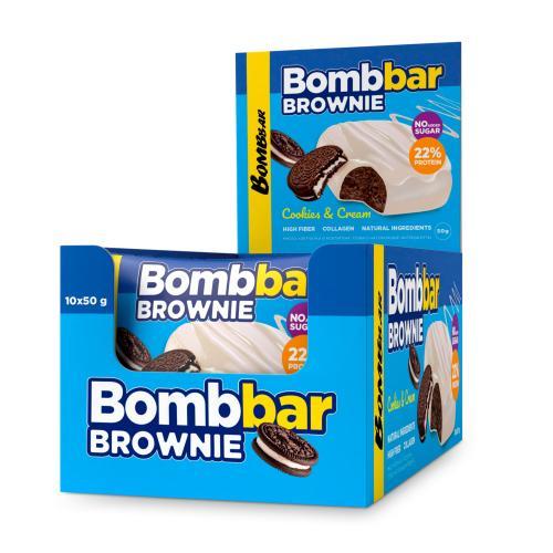 Печенье Bombbar Brownie Крем спортивное глазированное 40 гр., флоу-пак