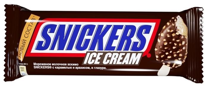Мороженое Snickers эскимо 65 гр., флоу-пак
