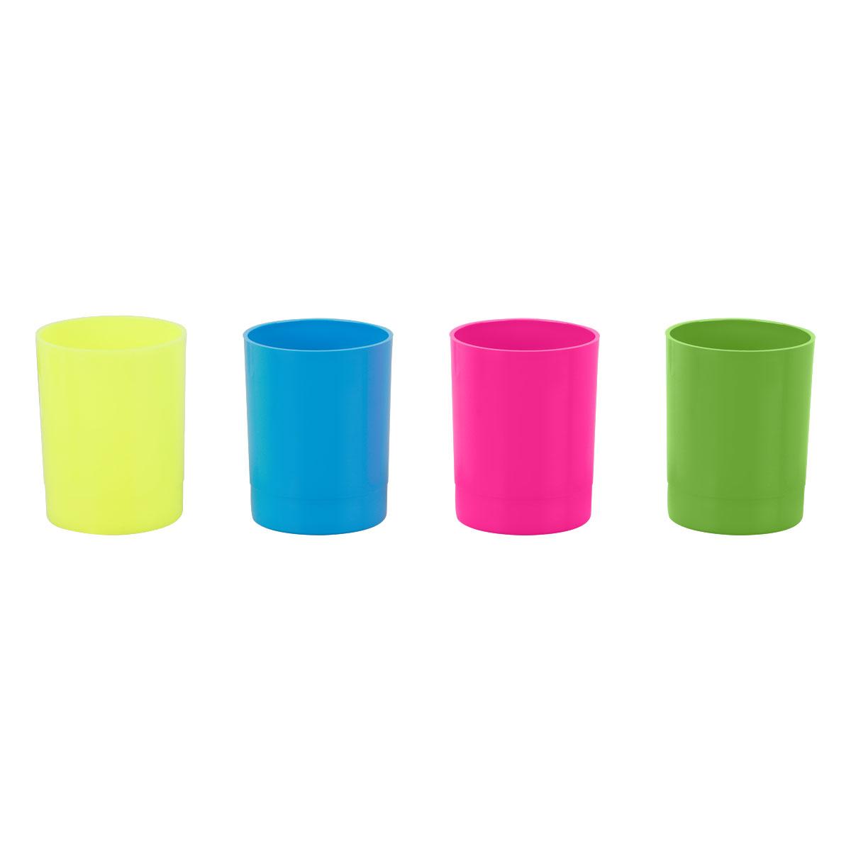 Подставка-стакан СТАММ Лидер, пластиковая, круглая, неоновые цвета, ассорти