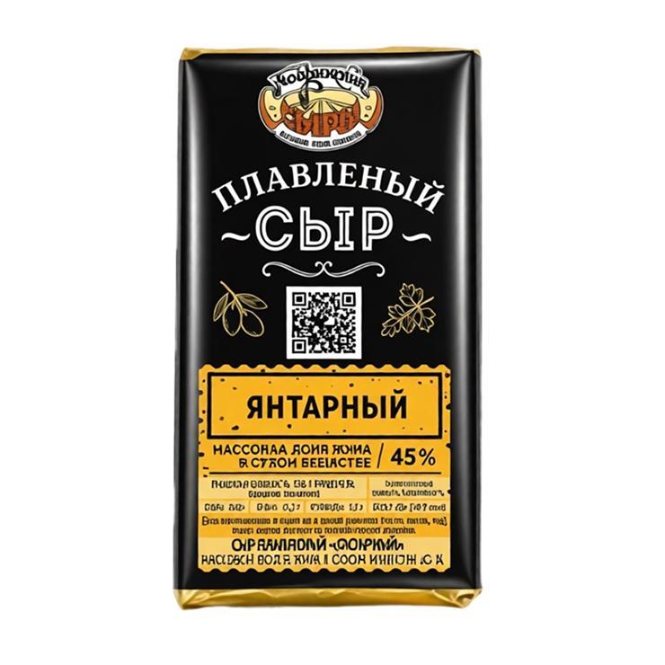 Сыр плавленый Кобринские сыры янтарный 45% 80 гр., фольга