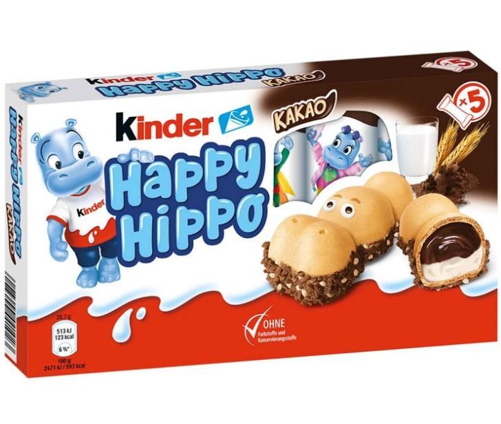 Батончик вафельный Kinder Happy Hippo Какао 104 гр., картон