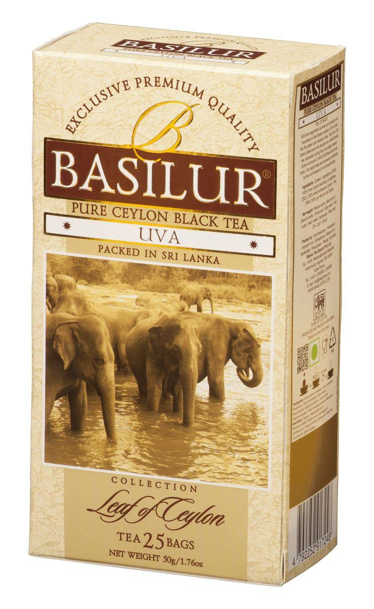Чай Basilur Uva OP черный, 25 пакетов, 50 гр., картон