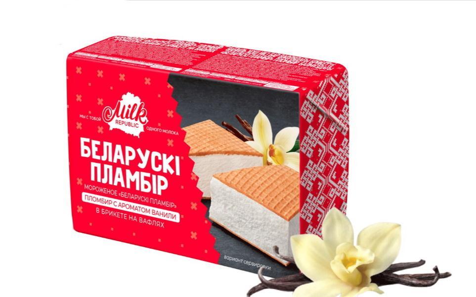 Мороженое пломбир Белорусский ванильный на вафлях 100 гр., обертка
