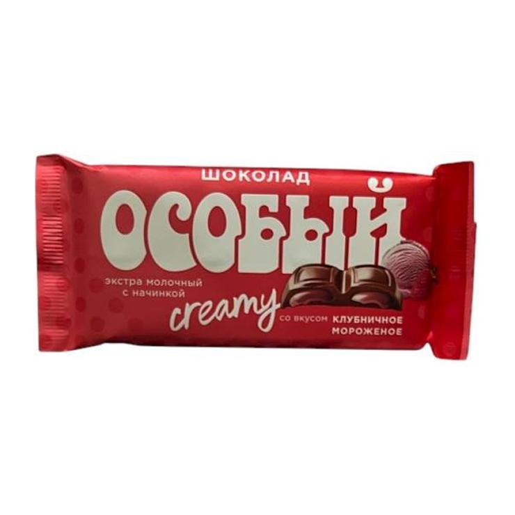 Шоколад Крупской молочный клубничное мороженое 85 гр., флоу-пак