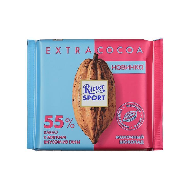 Шоколад Ritter Sport темный 55% какао с утонченным вкусом из Ганы 100 гр., флоу-пак