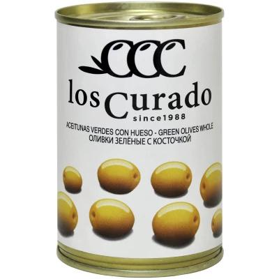 Оливки зеленые Los Curado с косточкой, 300 гр., ж/б