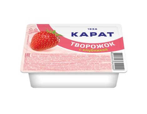 Творожок Карат клубника 9% 230 гр., пластик