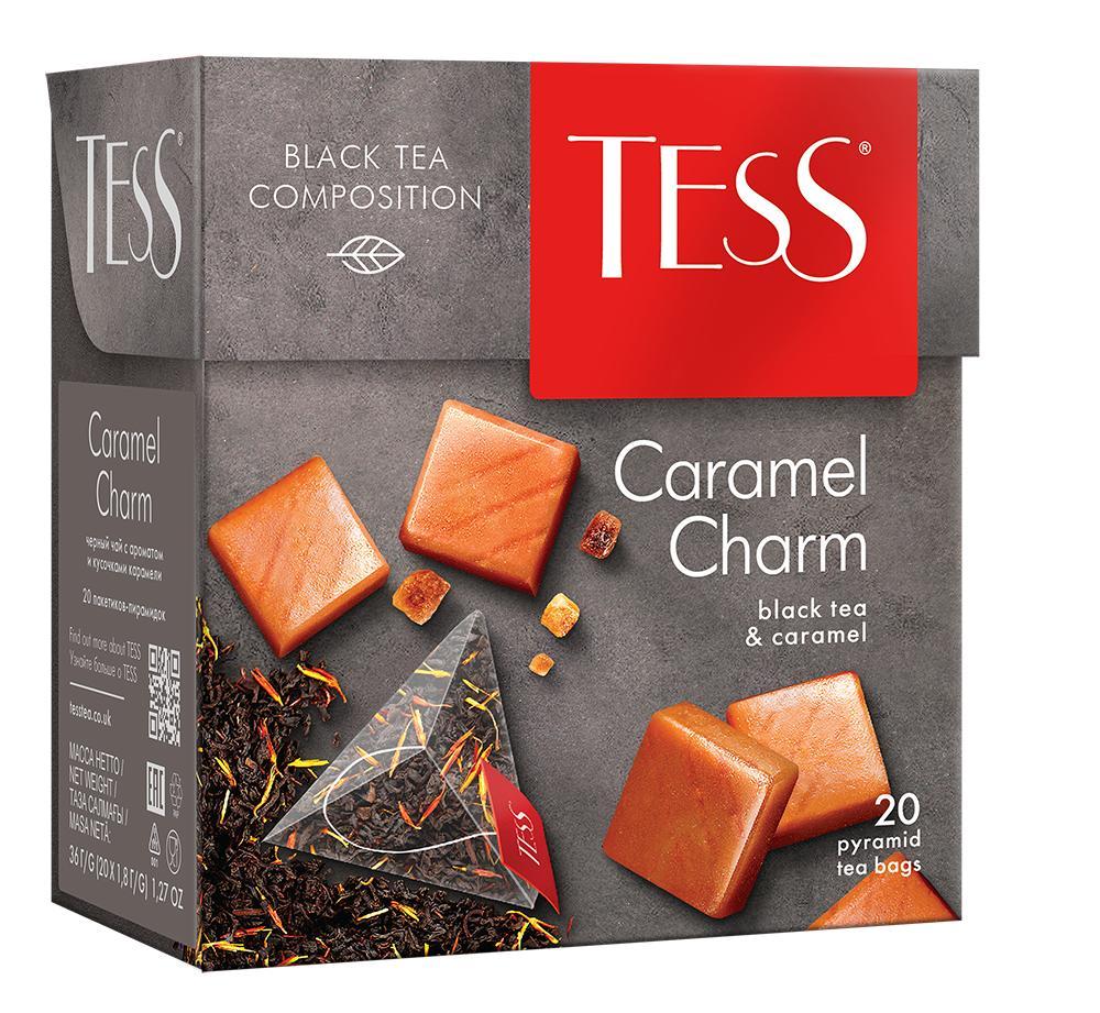 Чай Tess Caramel Charm черный яблоко карамель 20 пирамидок 36 гр., картон