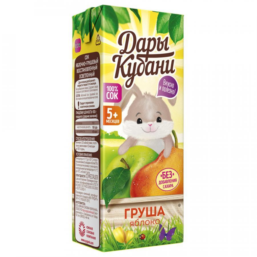 Сок яблоко-груша Дары Кубани, 200 мл., тетра-пак