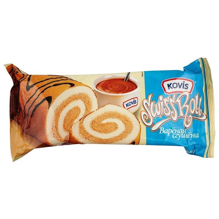 Рулет Kovis Swiss Roll вареная сгущенка 175 гр., флоу-пак