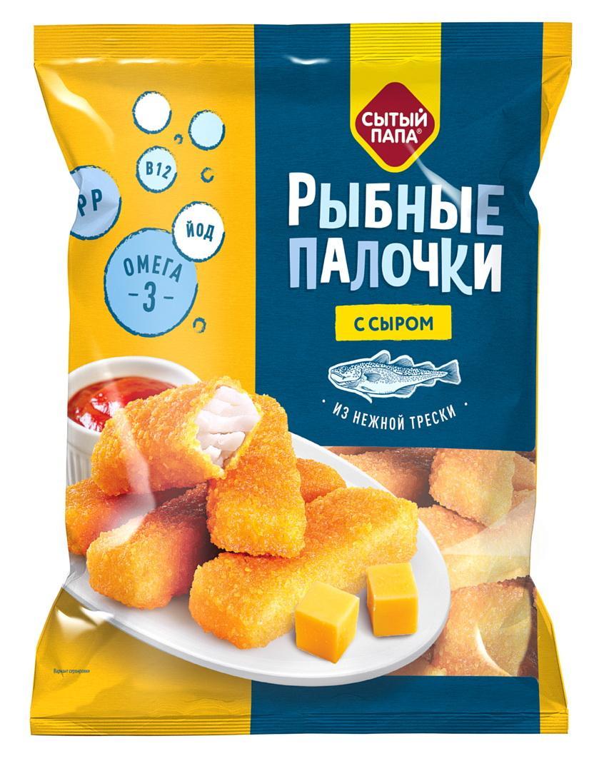 Палочки рыбные Сытый папа тресковые с сыром 375 гр., флоу-пак