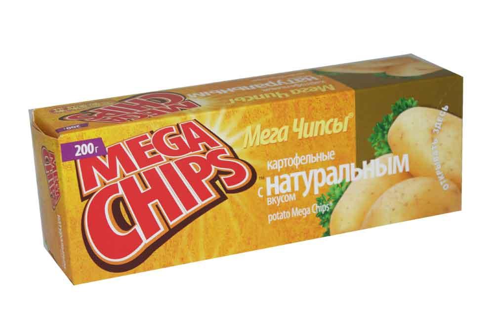 Чипсы Mega Chips картофельные с натуральным вкусом 200 гр., картон