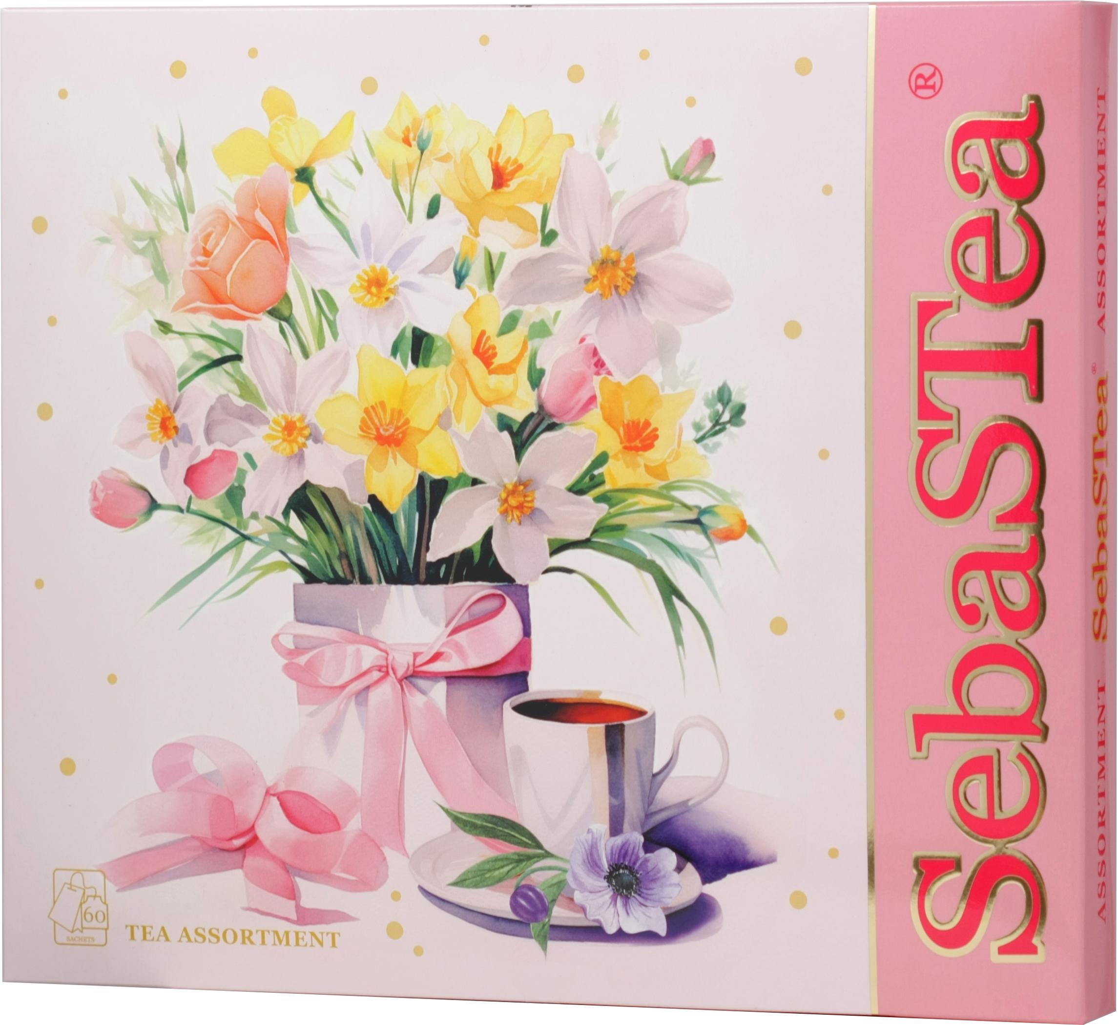 Чай SebaSTea FESTIVAL VI Коллекция Ассорти вкусов весна 60 пакетиков 3 вида букетов 95 гр., картон