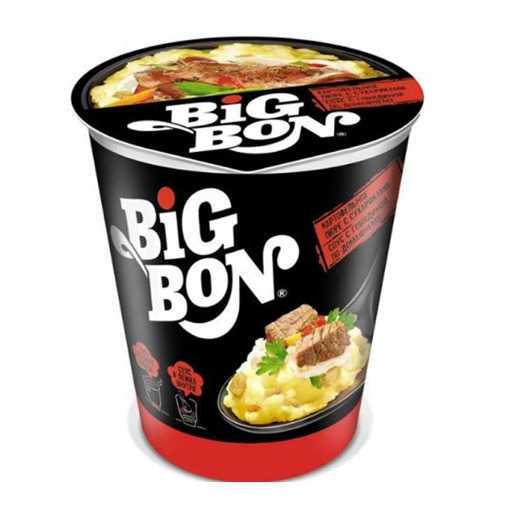 Пюре быстрого приготовления Big Bon картофельное с сухариками и соусом говядина 60 гр., стакан