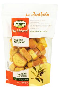 Сухари Manna пшеничные с оливковым маслом, 150 гр., дой-пак