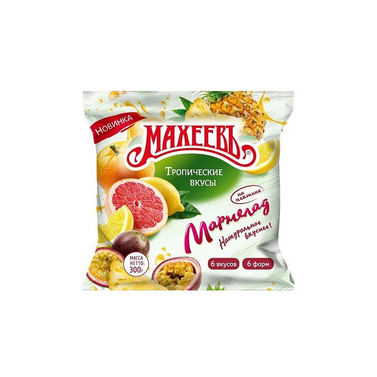 Мармелад жевательный Махеев тропические вкусы 300 гр., флоу-пак