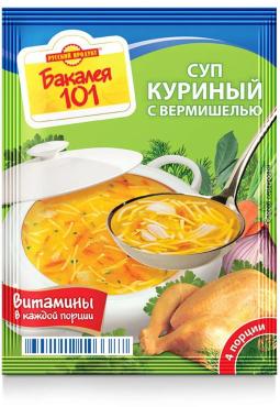 Суп Русский Продукт Бакалея 101 Куриный с вермишелью, 60 гр., сашет