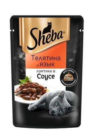 Влажный корм для кошек Sheba ломтики в соусе телятина-язык 75 гр., пауч
