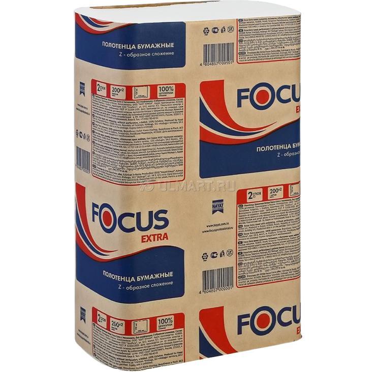 Полотенца бумажные Focus Extra в листах 2 слоя 200 шт., бумага