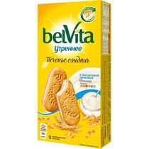 Печенье-сэндвич Утреннее с цельными злаками и йогуртовой начинкой, BelVita, 253 гр., картон