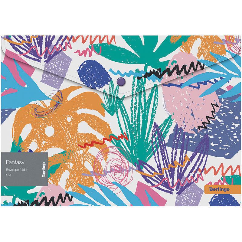 Папка-конверт на кнопке Berlingo Fantasy A4, 180мкм, с рисунком
