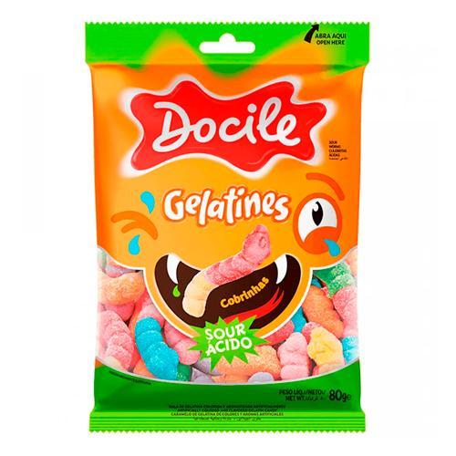 Мармелад жевательный Docile SOUR WORMS со вкусом ягод и фруктов 80 гр., флоу-пак