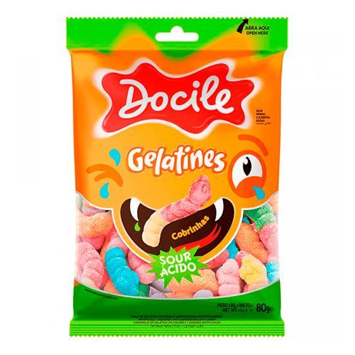 Мармелад жевательный DOCILE SOUR WORMS со вкусом ягод и фруктов, 80 гр., флоу-пак