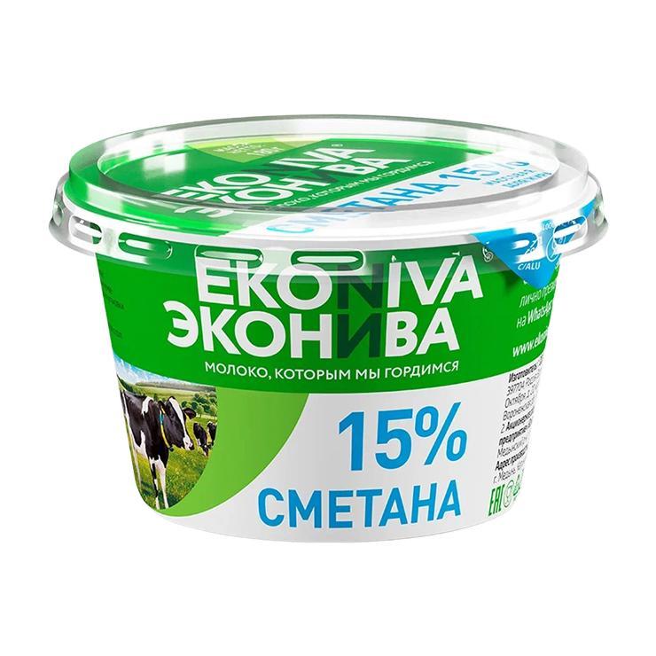 Сметана ЭкоНива 15% 180 гр., ПЭТ