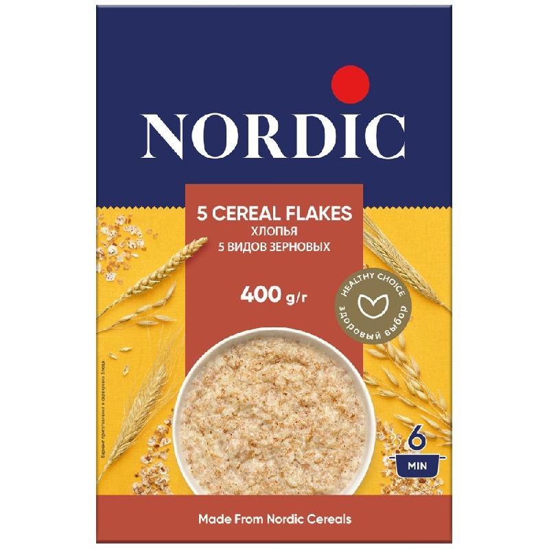 Хлопья Nordic 5 CEREAL FLAKES 5 видов зерновых 400 гр., картон