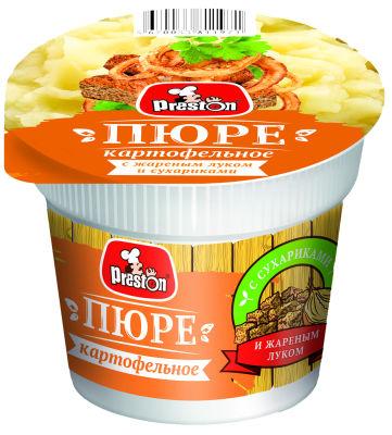 Пюре Preston б/п с жареным луком и сухариками, 40 гр., ПЭТ
