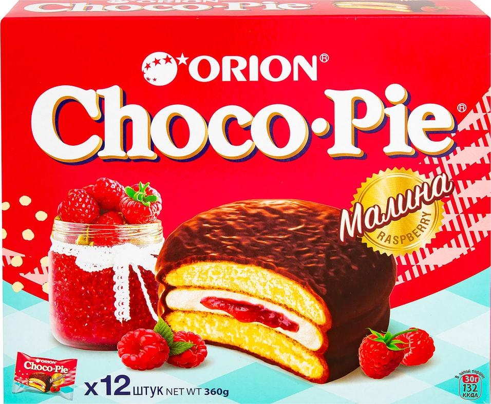 Пирожное Orion Choco Pie Raspberry в глазури с малиновой начинкой 360 гр., картон