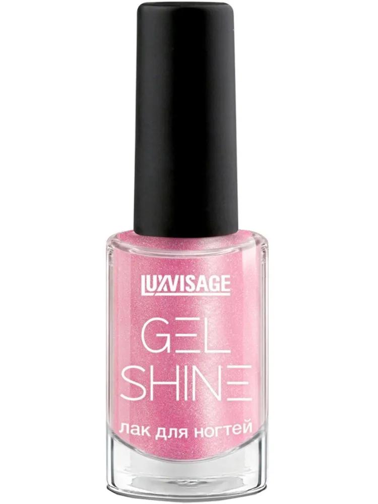 Лак для ногтей LuxVisage gel shine 107 розовый с серебристым шиммером, стекло