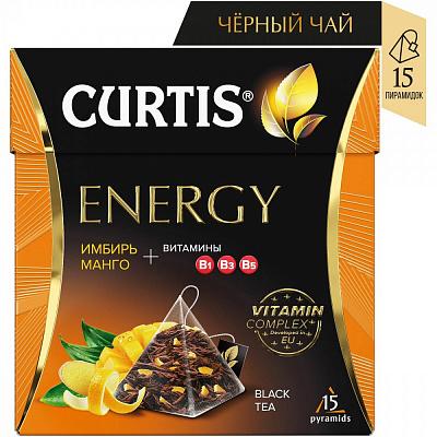 Чай Curtis Energy Tea черный обогащенный витаминами с кусочками фруктов и цедрой 15 пирамидок 25.5 гр., картон