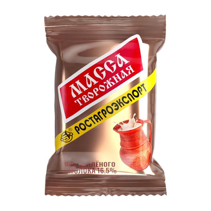 Масса творожная Ростагроэкспорт из топленого молока 16,5% 100 гр., флоу-пак