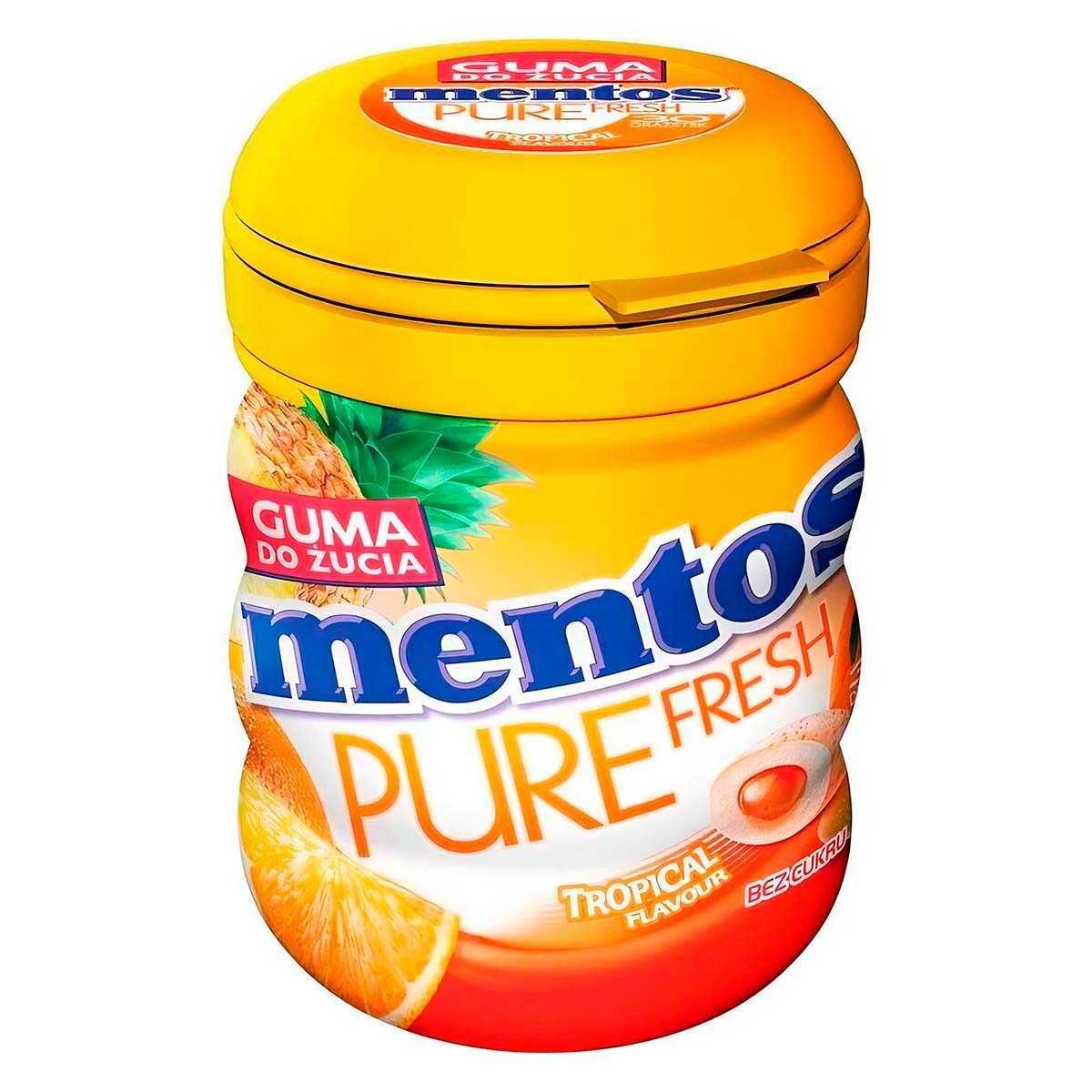 Резинка жевательная Mentos Pure Fresh со вкусом тропических фруктов 60 гр., ПЭТ