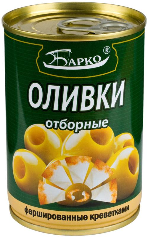 Оливки Барко Зеленые отборные фаршированные креветками 280 гр., ж/б
