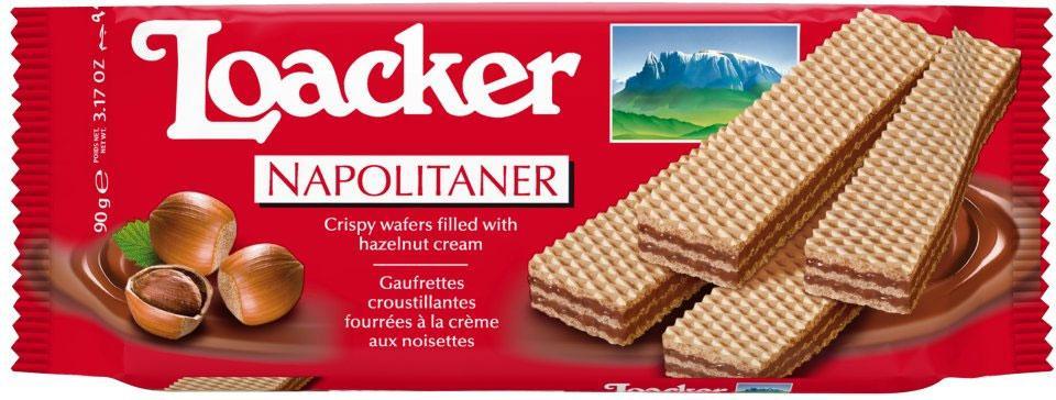 Вафли Loacker Napolitaner классик 90 гр., флоу-пак