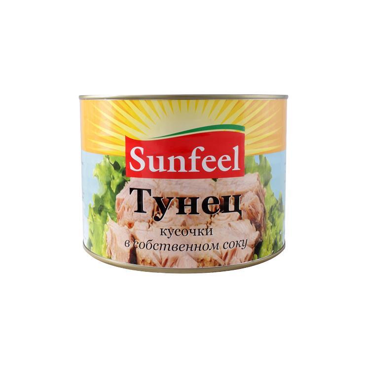Тунец SUNFEEL кусочки в собственном соку 1 кг., ж/б