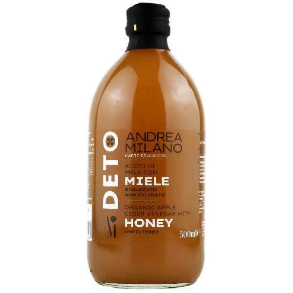 Уксус Andrea milano deto яблочный organic с медом нефильтрованный 500 мл., стекло