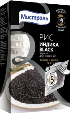 Рис Мистраль Индика black черный длиннозерный в пакетах для варки, 5 шт., 400 гр., картон