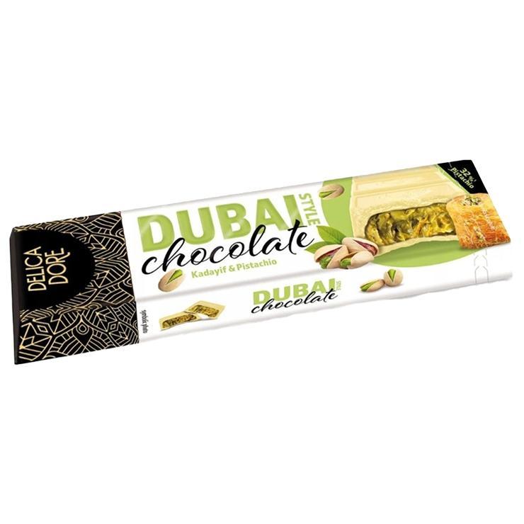 Шоколад Delicadore Dubai Style белый с фисташково-ореховой начинкой с кадаифом 70 гр., обертка