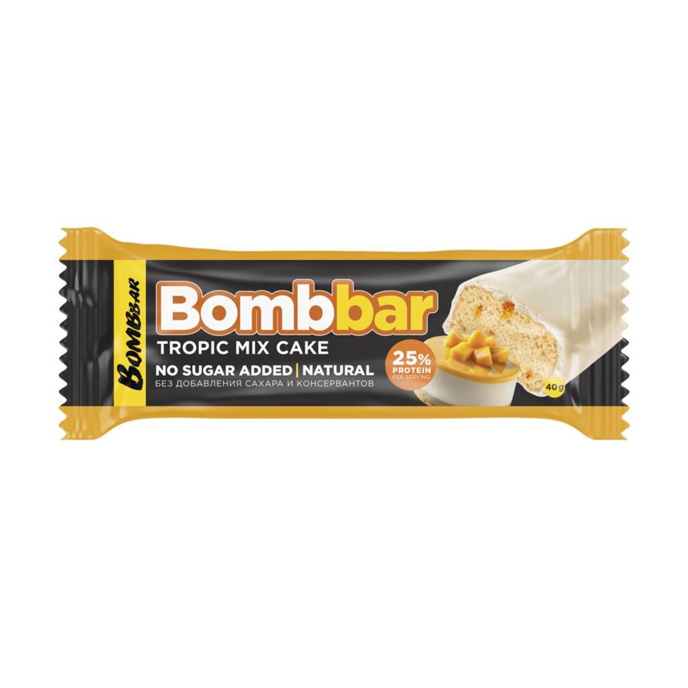 Батончик глазированный Bombbar Торт Тропический микс 40 гр., флоу-пак
