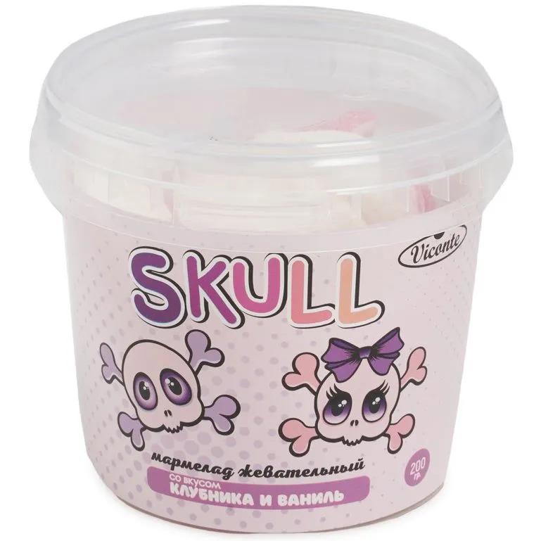 Мармелад жевательный Viconte skull черепа клубника и ваниль 200 гр., ведро