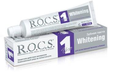 Зубная паста, отбеливающая R.O.C.S. Uno Whitening 74 гр., Пластиковая туба