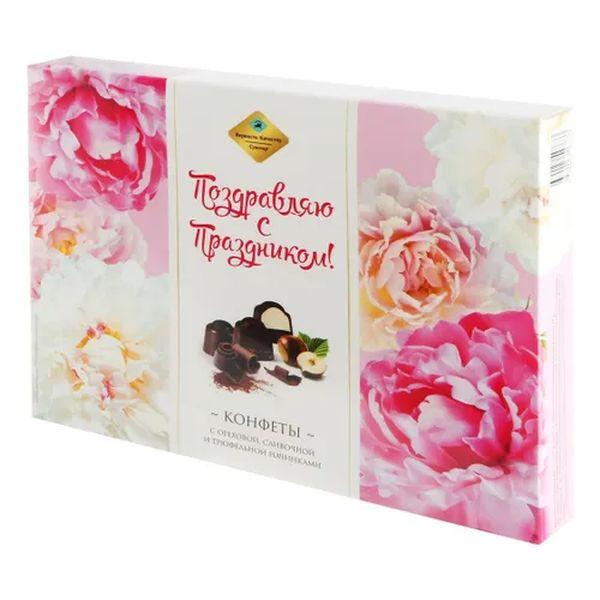 Конфеты Верность Качеству шоколадные с орехово-сливочно-трюфельной начинками 150 гр., картон